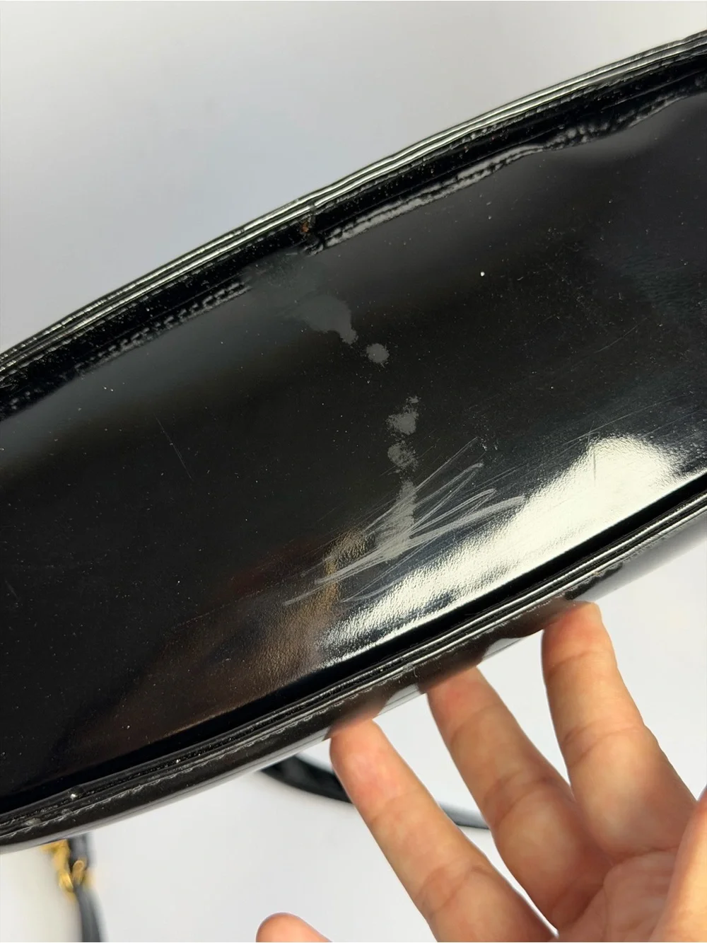 Salvatore Ferragamo Wanda Glossy Black Patent Leather Top Handle Bag